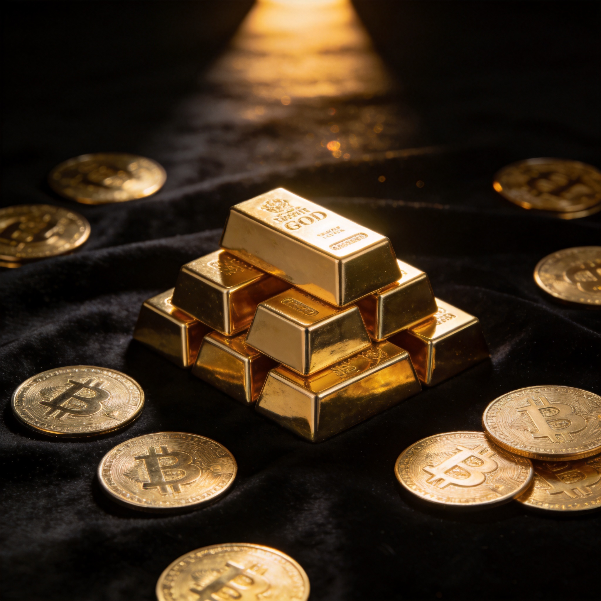 Gold bars and coins