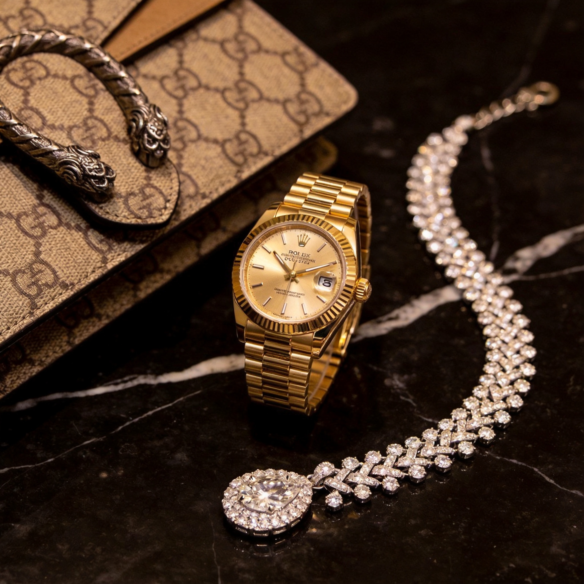 Luxury watches, jewelry and handbags